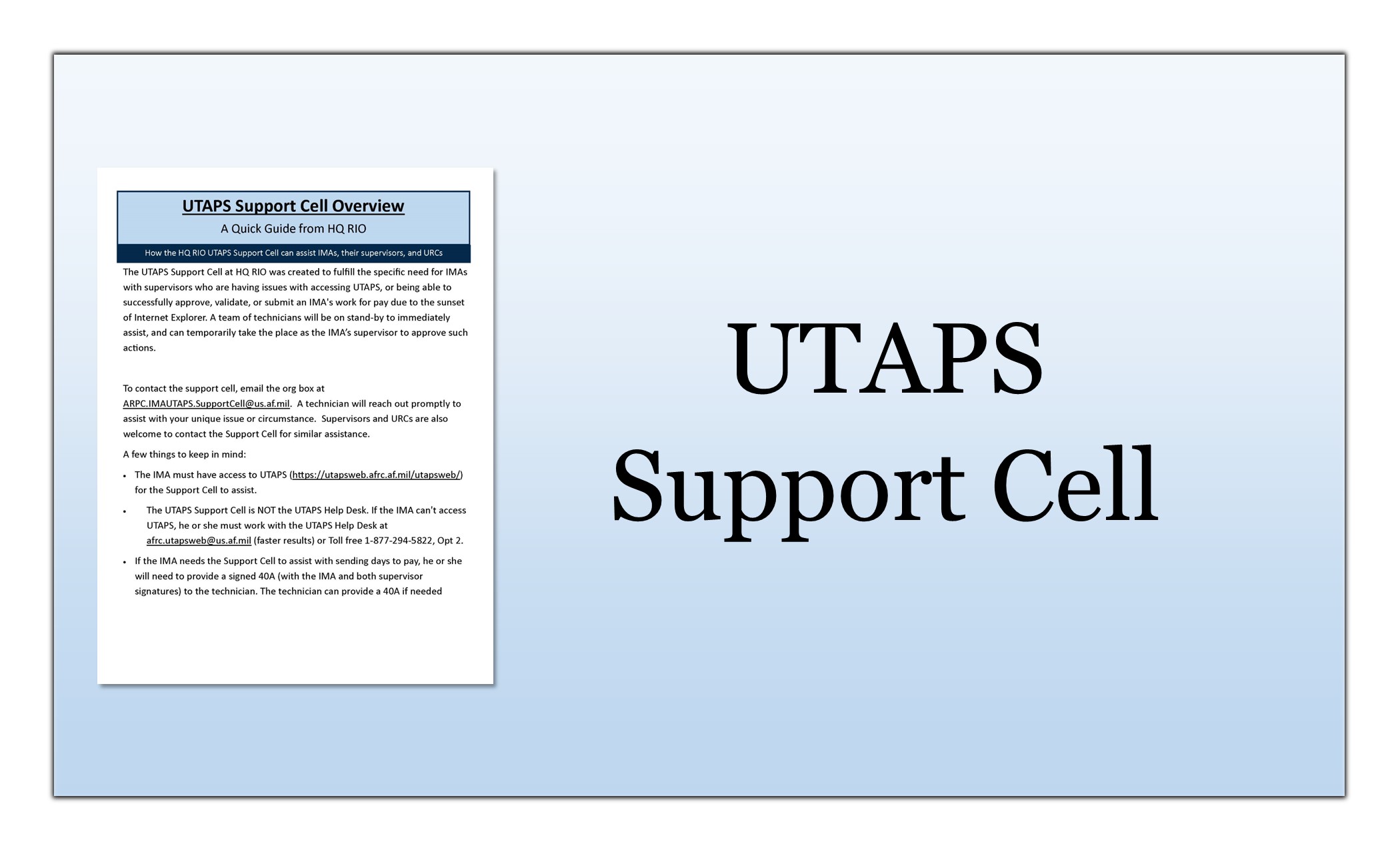 UTAPS Support Cell Quick Guide thumbnail link